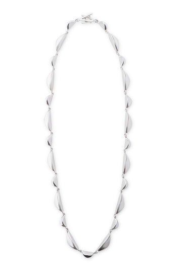 handmade, sculptural sterling silver chain linked necklace. Designed and crafted by Sky Phaebl