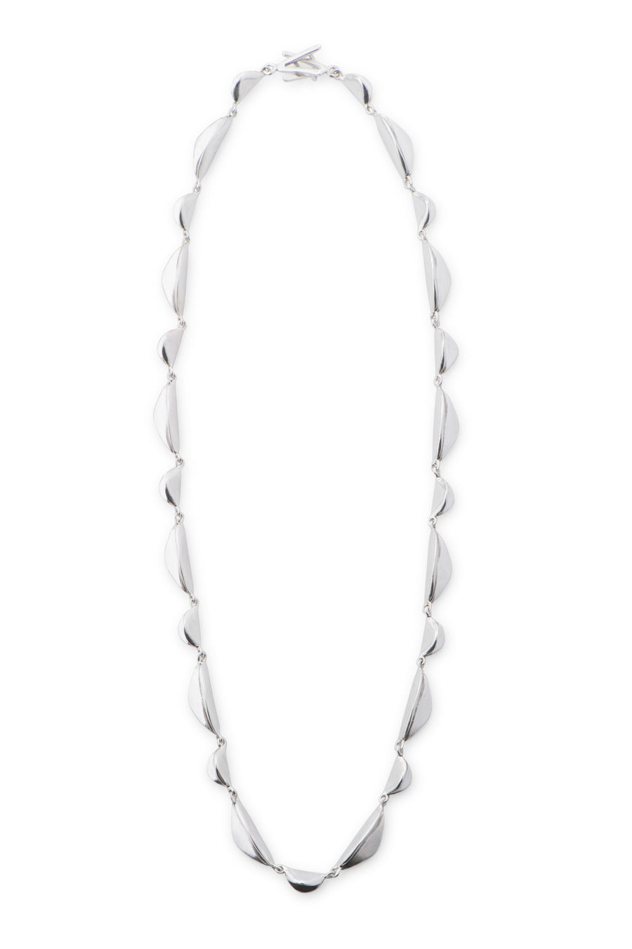 handmade, sculptural sterling silver chain linked necklace. Designed and crafted by Sky Phaebl